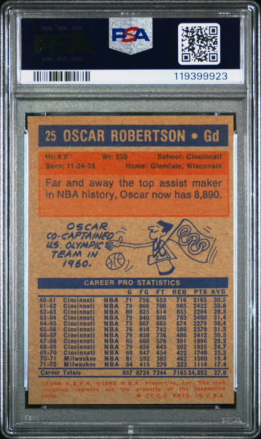 1972 Topps #25 Oscar Robertson Milwaukee Bucks PSA 5