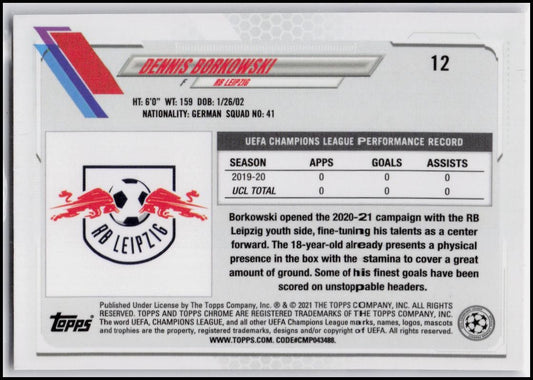 2020-21 Topps Chrome UEFA Champions League #12 Dennis Borkowski