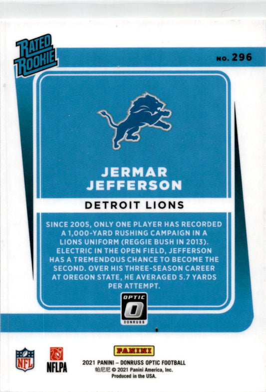 2021 Donruss Optic #296 Jermar Jefferson Rookie Detroit Lions