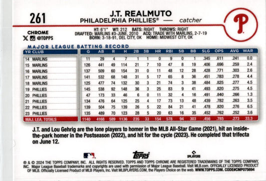 2024 Topps Chrome X-Fractors #261 J.T. Realmuto Philadelphia Phillies