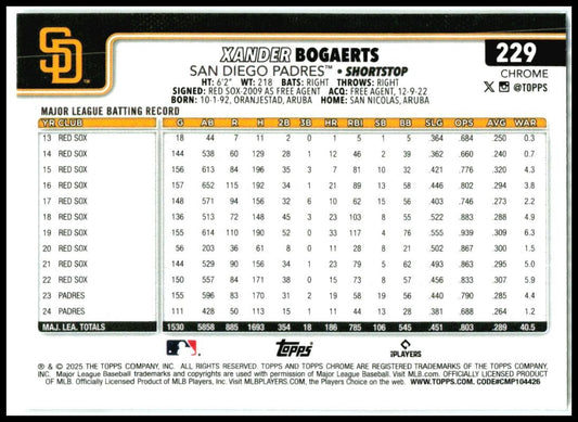 2025 Topps Chrome Logofractor #229 Xander Bogaerts San Diego Padres