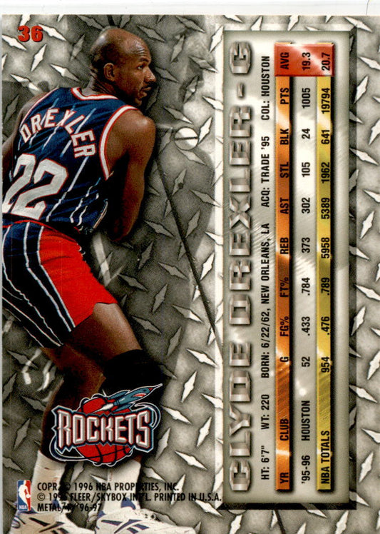 1996-97 Metal #36 Clyde Drexler Houston Rockets