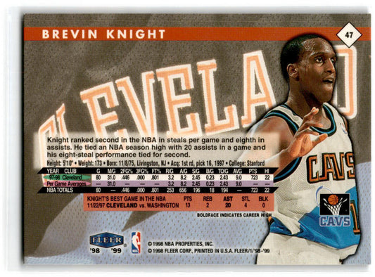 1998 Fleer Tradition #47 Brevin Knight Cleveland Cavaliers