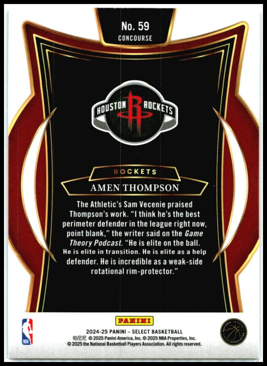 2024-25 Panini Select Blue #59 Amen Thompson Rockets