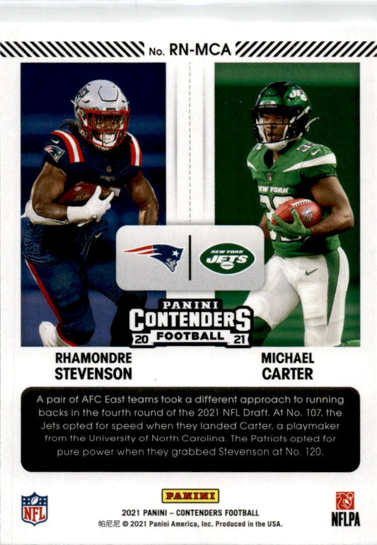 2021 Contenders Round Numbers #RN-MCA Michael Carter / Rhamondre Stevenson