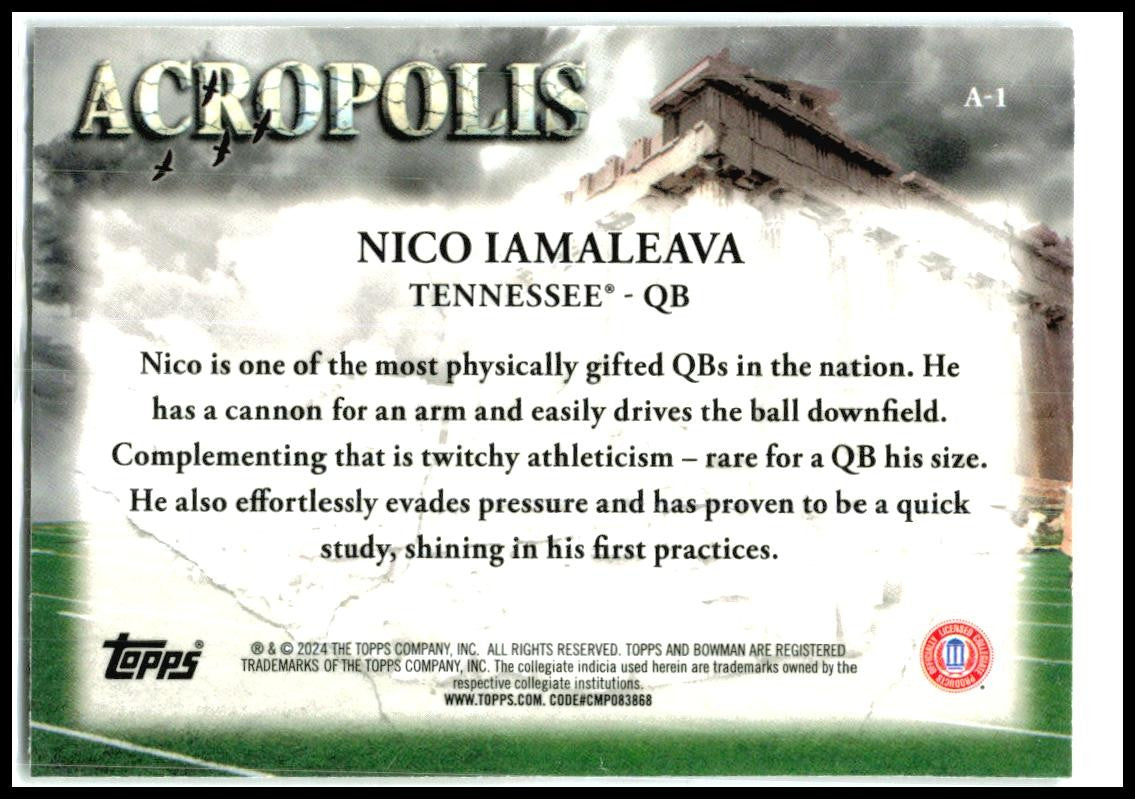 2024 Bowman University Chrome Acropolis #A-1 Nico Iamaleava Tennessee Volunteers