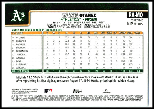 2025 Topps Chrome Auto #RA-MO Michel Otanez Auto Atlanta Braves