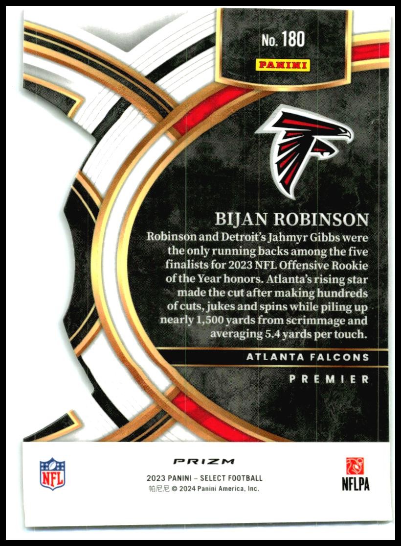 2023 Panini Select Red and Yellow Die Cuts #180 Bijan Robinson Rookie Falcons