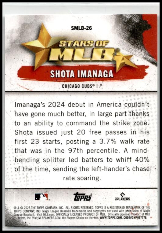 2025 Topps Stars of MLB #SMLB-26 Shota Imanaga Chicago Cubs