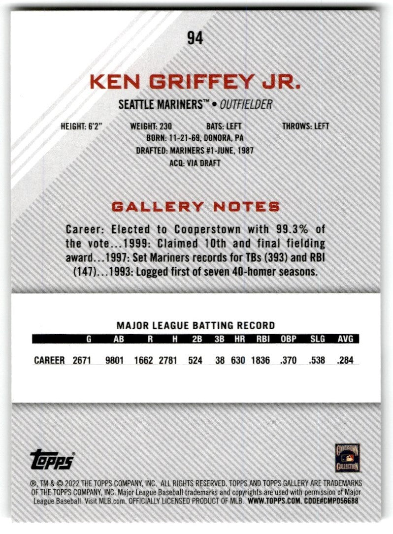 2022 Topps Gallery Ken Griffey Jr. Base Seattle Mariners #94