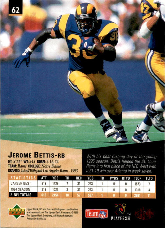 1995 SP #62 Jerome Bettis LA Rams