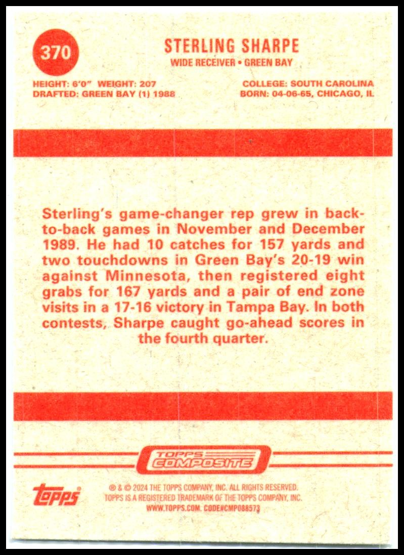 2023 Topps Composite #370 Sterling Sharpe Green Bay Packers