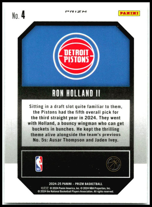 2024-25 Panini Prizm Emergent Prizms Silver #4 Ron Holland II Detroit Pistons