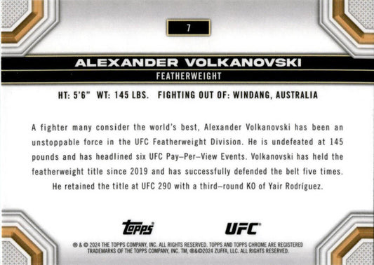 2024 Topps Chrome UFC X-Fractor #7 Alexander Volkanovski