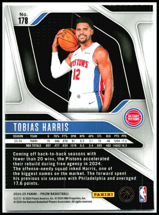 2024-25 Panini Prizm #178 Tobias Harris Detroit Pistons