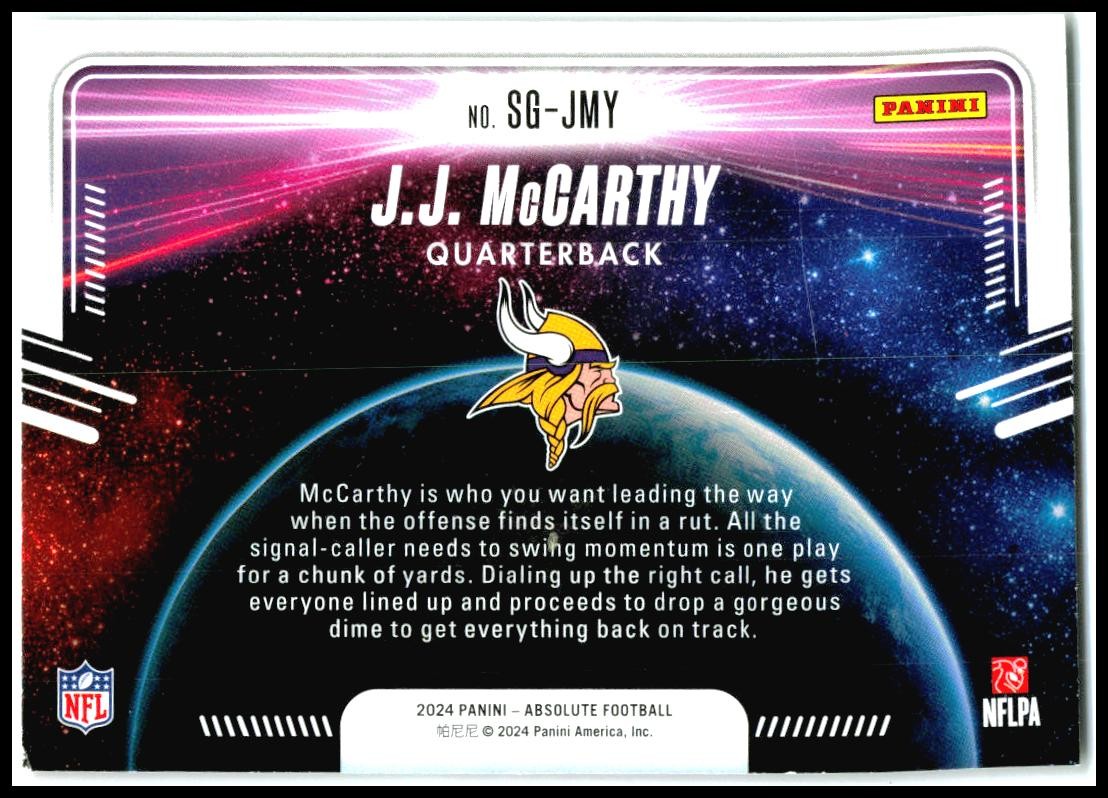 2024 Panini Absolute Star Gazing #SG-JMY J.J. McCarthy Minnesota Vikings