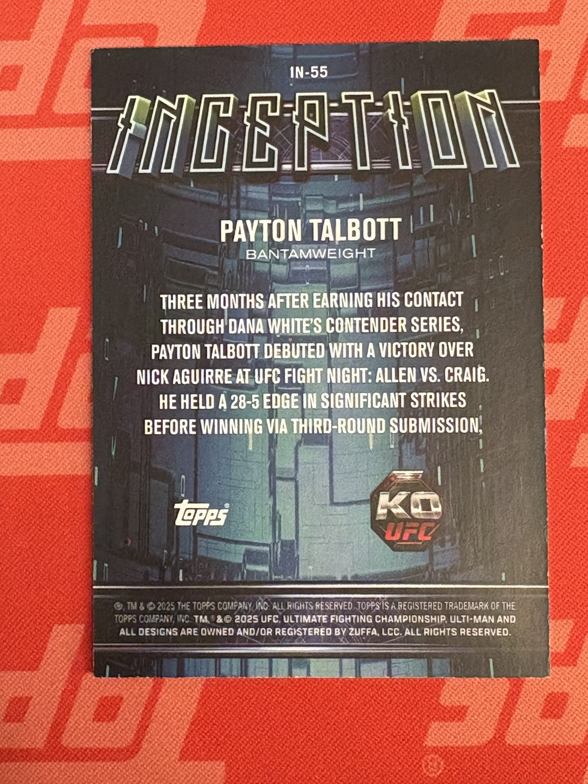 2025 Topps Knockout UFC Inception #IN-55 Payton Talbott