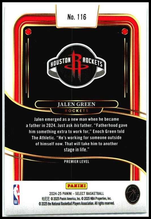 2024-25 Panini Select Blue #116 Jalen Green Houston Rockets