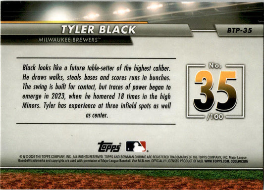 2024 Bowman Bowman Scouts' Top 100 #BTP-35 Tyler Black Milwaukee Brewers