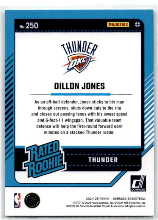 2024-25 Donruss #250 Dillon Jones Rookie Oklahoma City Thunder