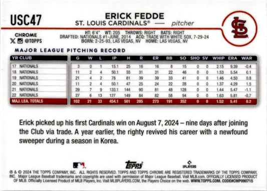 2024 Topps Chrome Update Purple Lava Lamp Refractors #USC47 Erick Fedde /299