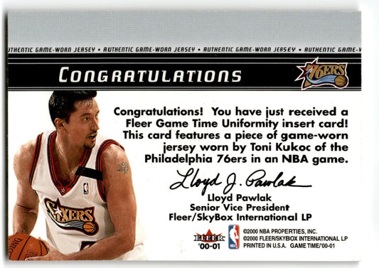 2000-01 Fleer Game Time Uniformity Toni Kukoc Philadelphia 76ers #TOKU