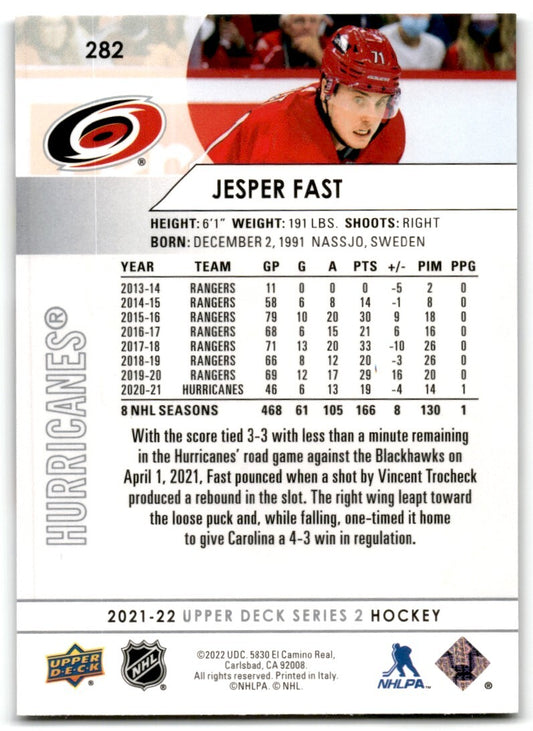2021-22 Upper Deck Jesper Fast Carolina Hurricanes #282