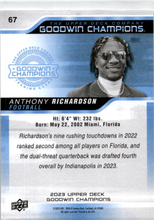 2023 Upper Deck Goodwin Champions #67 Anthony Richardson