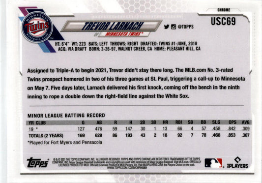2021 Topps Chrome Update Purple Refractor #USC69 Trevor Larnach Rookie Twins