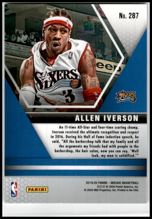 2019-20 Panini Mosaic #287 Allen Iverson Philadelphia 76ers