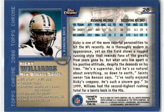 2000 Topps Chrome #26 Ricky Williams New Orleans Saints