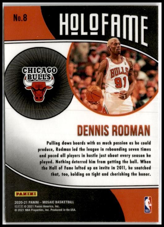 2020-21 Panini Mosaic HoloFame #8 Dennis Rodman Chicago Bulls