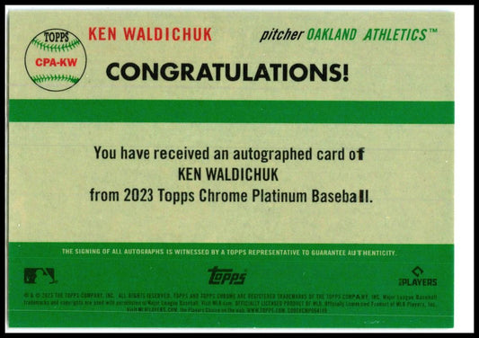 2023 Chrome Platinum Anniversary Auto Blue #CPA-KW Ken Waldichuk Auto Athletics