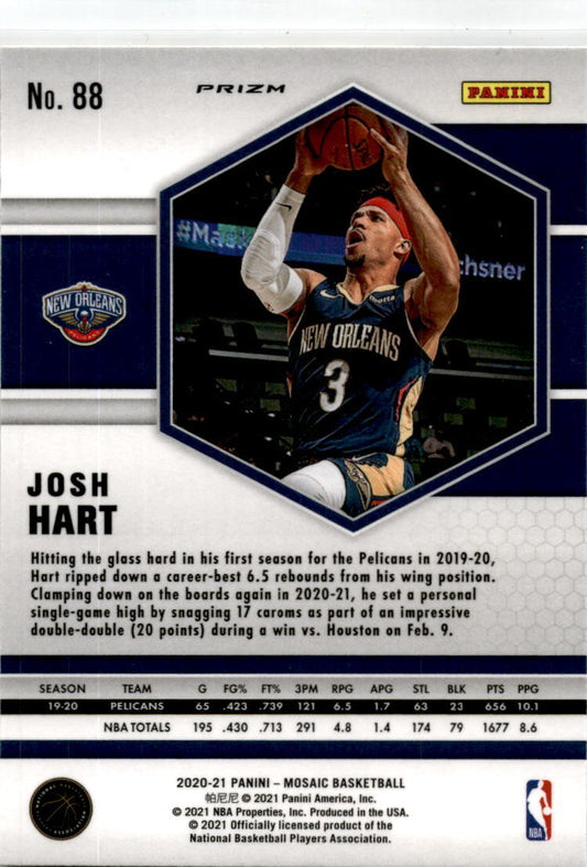 2020-21 Panini Mosaic Mosaic Reactive Yellow #88 Josh Hart New Orleans Pelicans