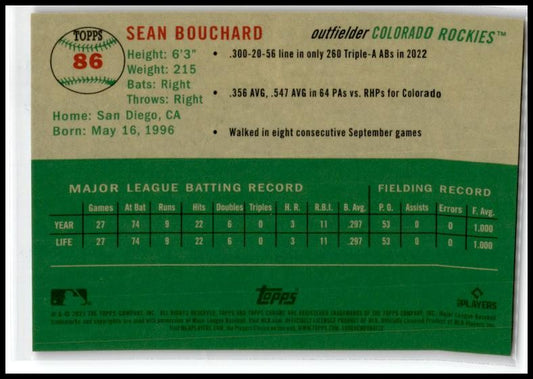 2023 Topps Platinum Anniversary Platinum Toile Cream #86 Sean Bouchard Rookie