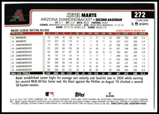 2025 Topps Chrome Logofractor #272 Ketel Marte Arizona Diamondbacks