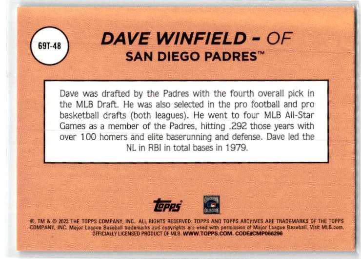 2023 Topps Archives 1969 Topps Single Player Foil #69T-48 Dave Winfield Padres