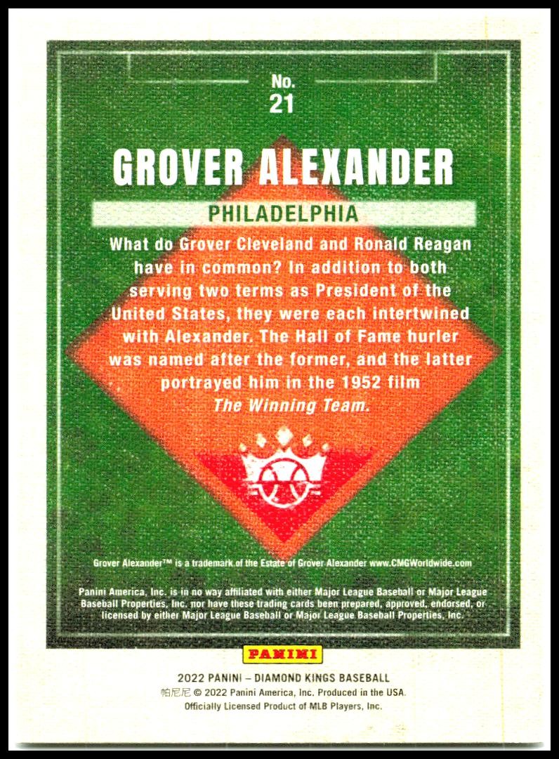 2022 Panini Diamond Kings #21 Grover Alexander Philadelphia Phillies