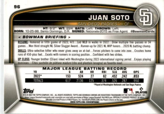 2023 Bowman Chrome #96 Juan Soto San Diego Padres