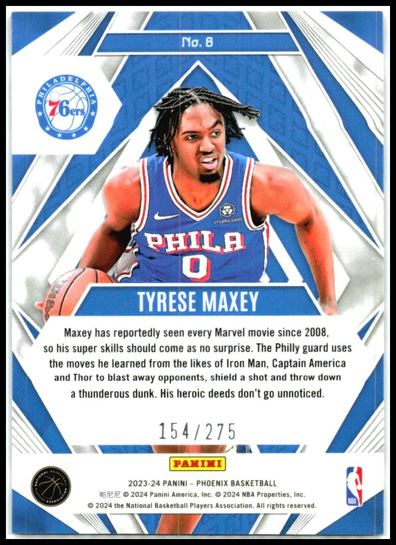 2023-24 Panini Phoenix Paragon Phoenix Maroon Ice #8 Tyrese Maxey 76ers