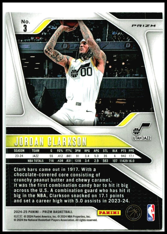 2024-25 Panini Prizm Green #3 Jordan Clarkson Utah Jazz