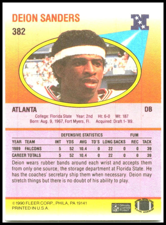 1990 Fleer #382 Deion Sanders Atlanta Falcons