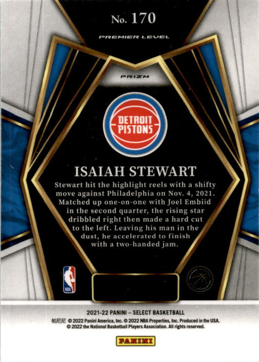 2021 Panini Select Green White Purple #170 Isaiah Stewart Detroit Pistons