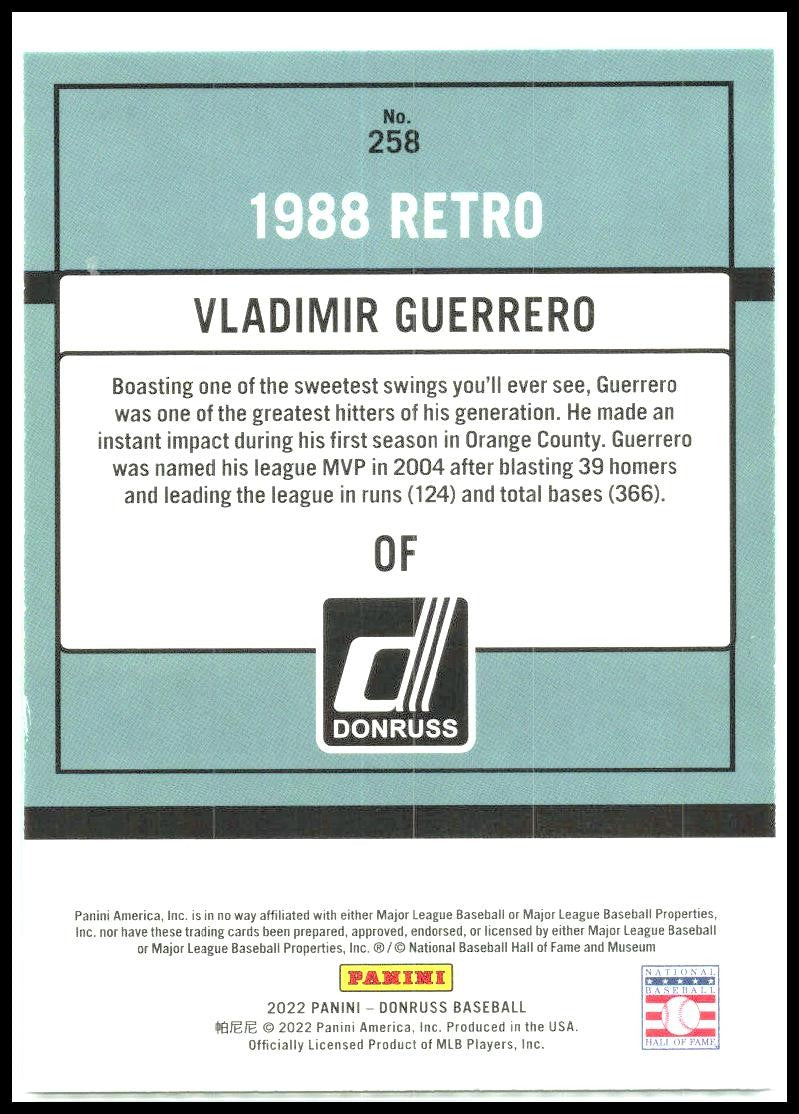 2022 Donruss #258 Vladimir Guerrero Los Angeles Angels