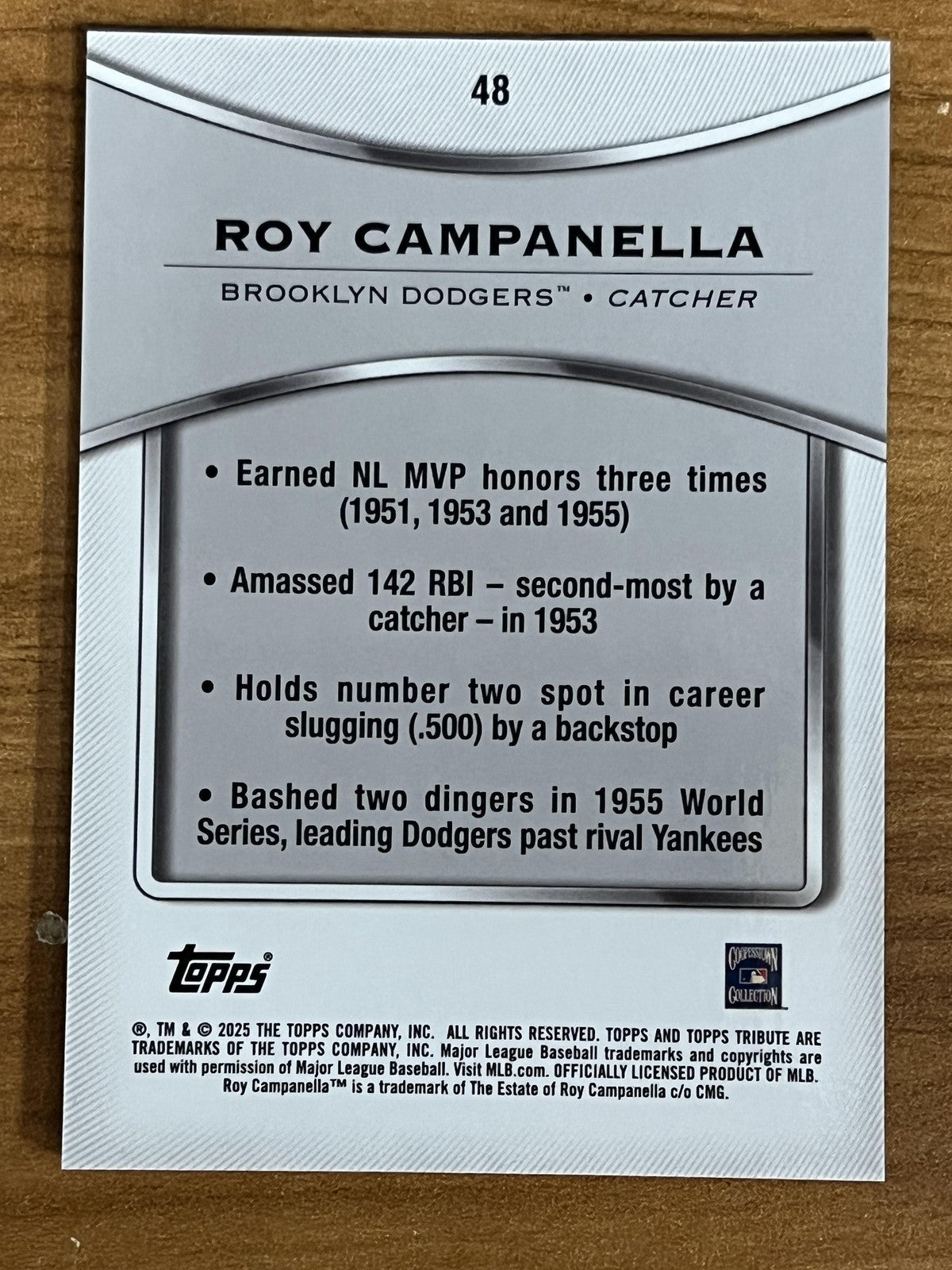 2025 Topps Tribute #48 Roy Campanella Brooklyn Dodgers