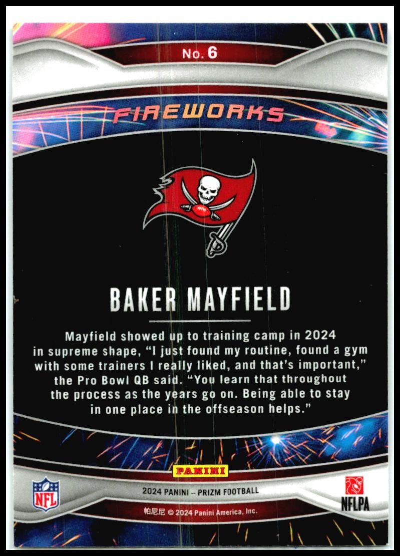 2024 Panini Prizm Fireworks #6 Baker Mayfield Tampa Bay Buccaneers