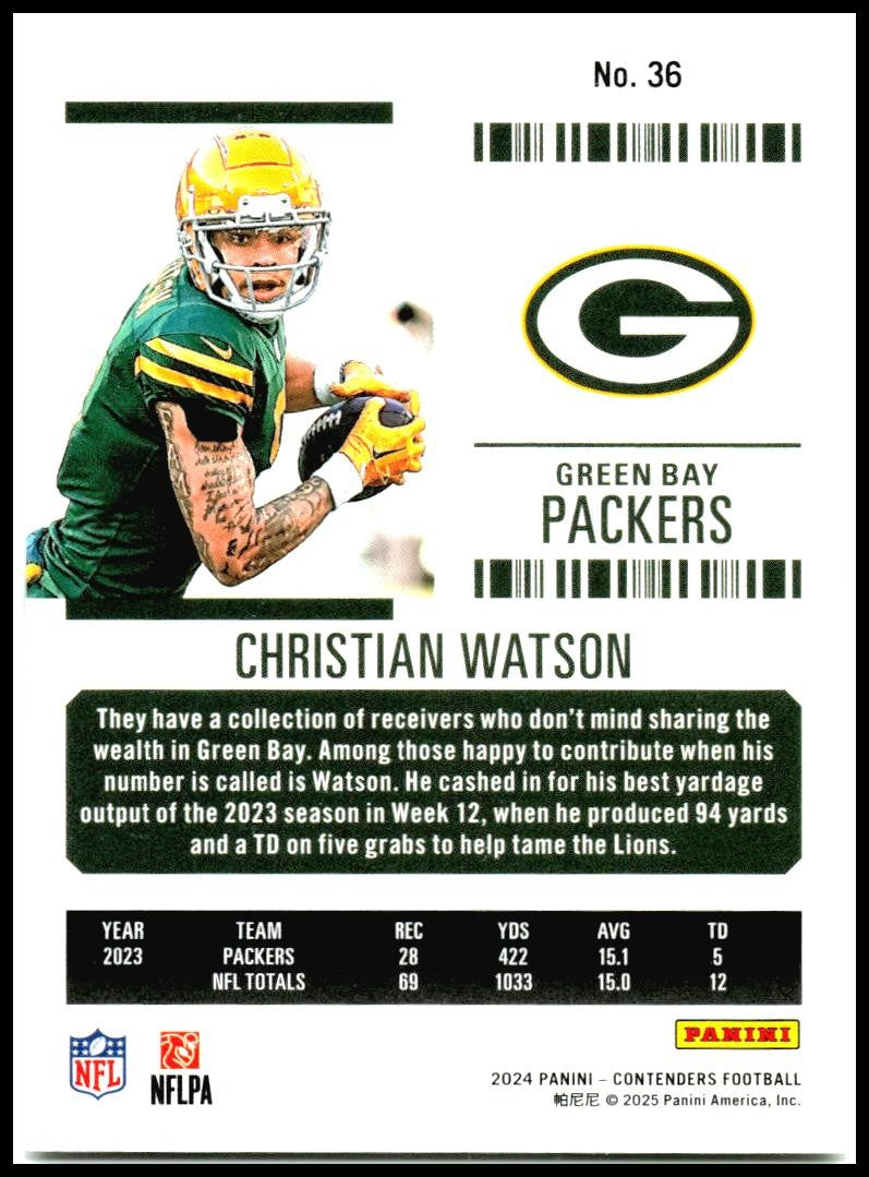 2024 contenders #36 Christian Watson Green Bay
