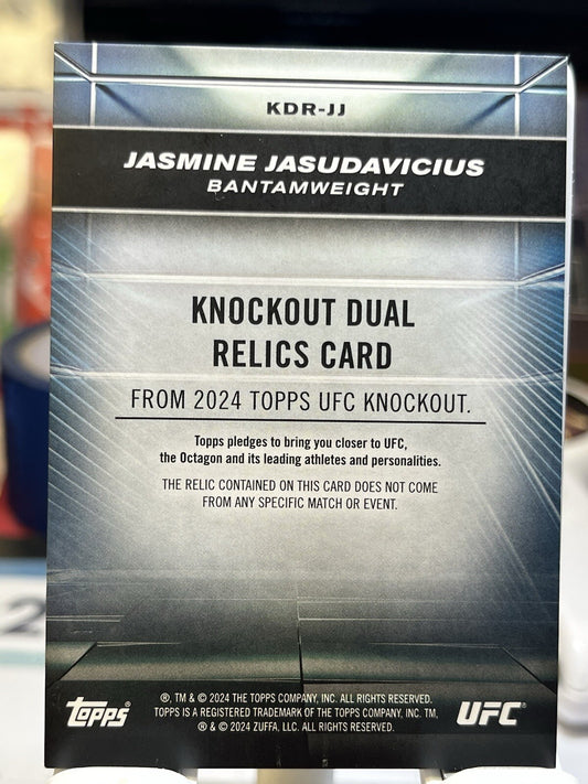 2024 Topps UFC Knockout #/8 Jasmine Jasudavicius Knockout Dual Relic Rookie Card