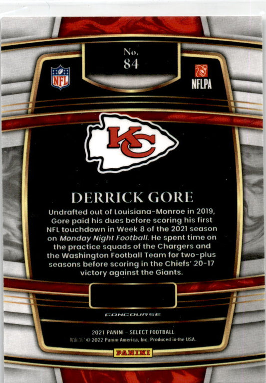 2021 Panini Select #84 Derrick Gore Rookie Kansas City Chiefs
