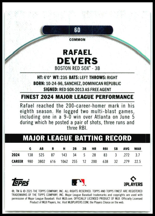 2025 Topps Finest X-Fractor #60 Rafael Devers Red Sox